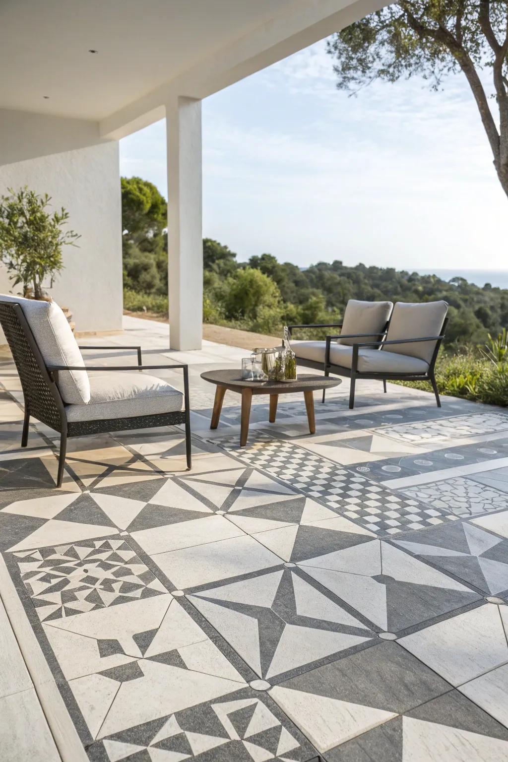 Geometric paving stones introduce a modern twist to your patio.