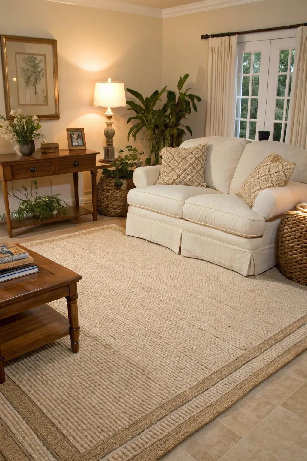 Neutral ground covers provide a peaceful base for any space.