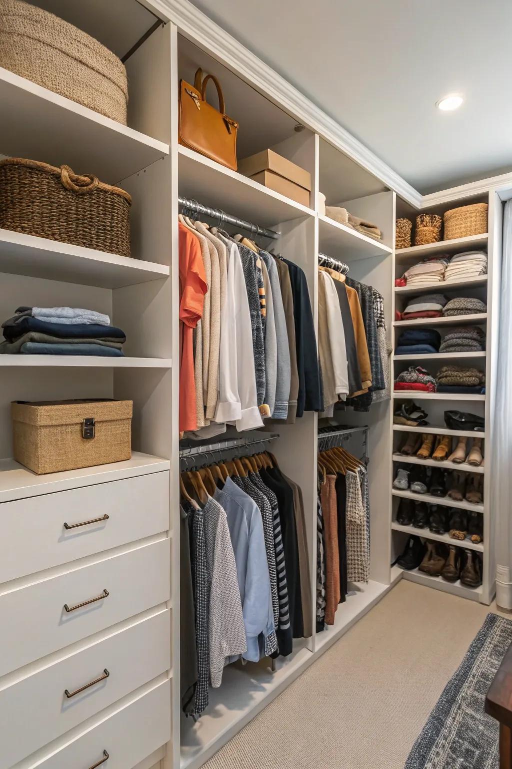 Utilize tall shelving to maximize vertical space and improve storage.