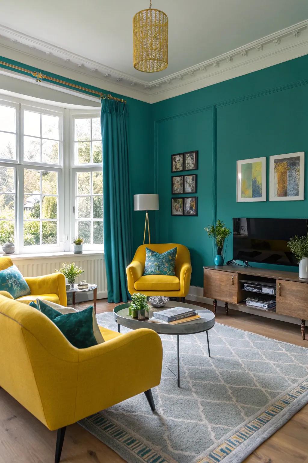 Seafoam walls create a peaceful backdrop for lively touches.