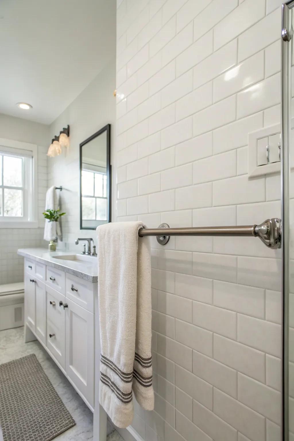 Sleek and simple: the minimalist metal towel bar.