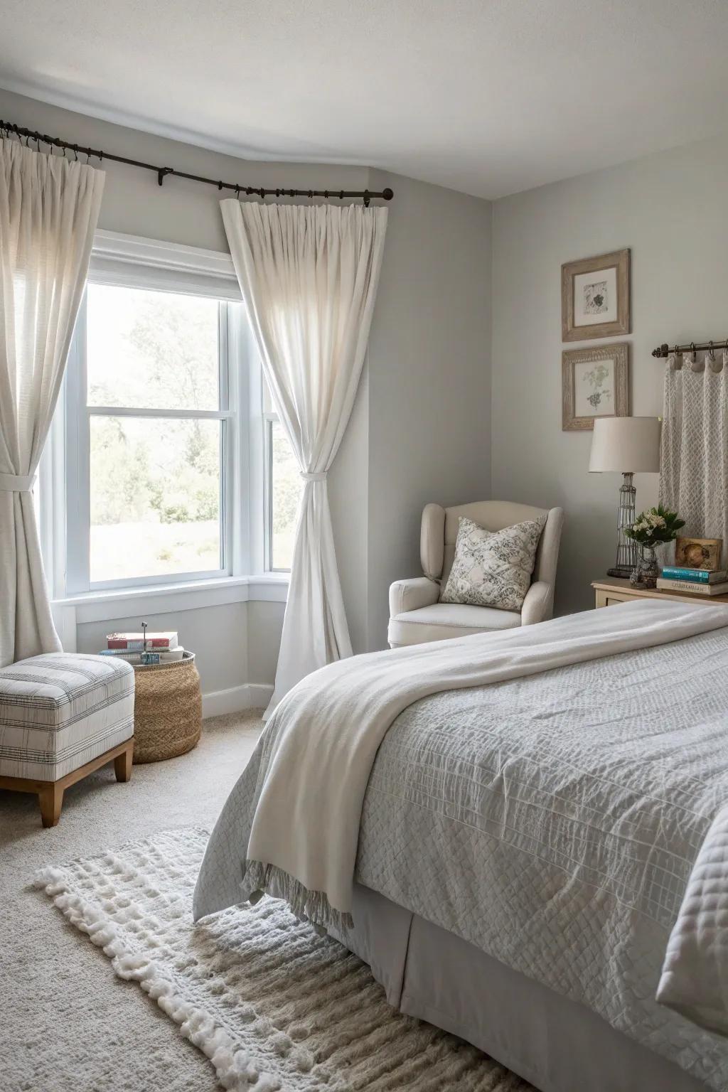 Soft palettes fashion a soothing and welcoming environment.