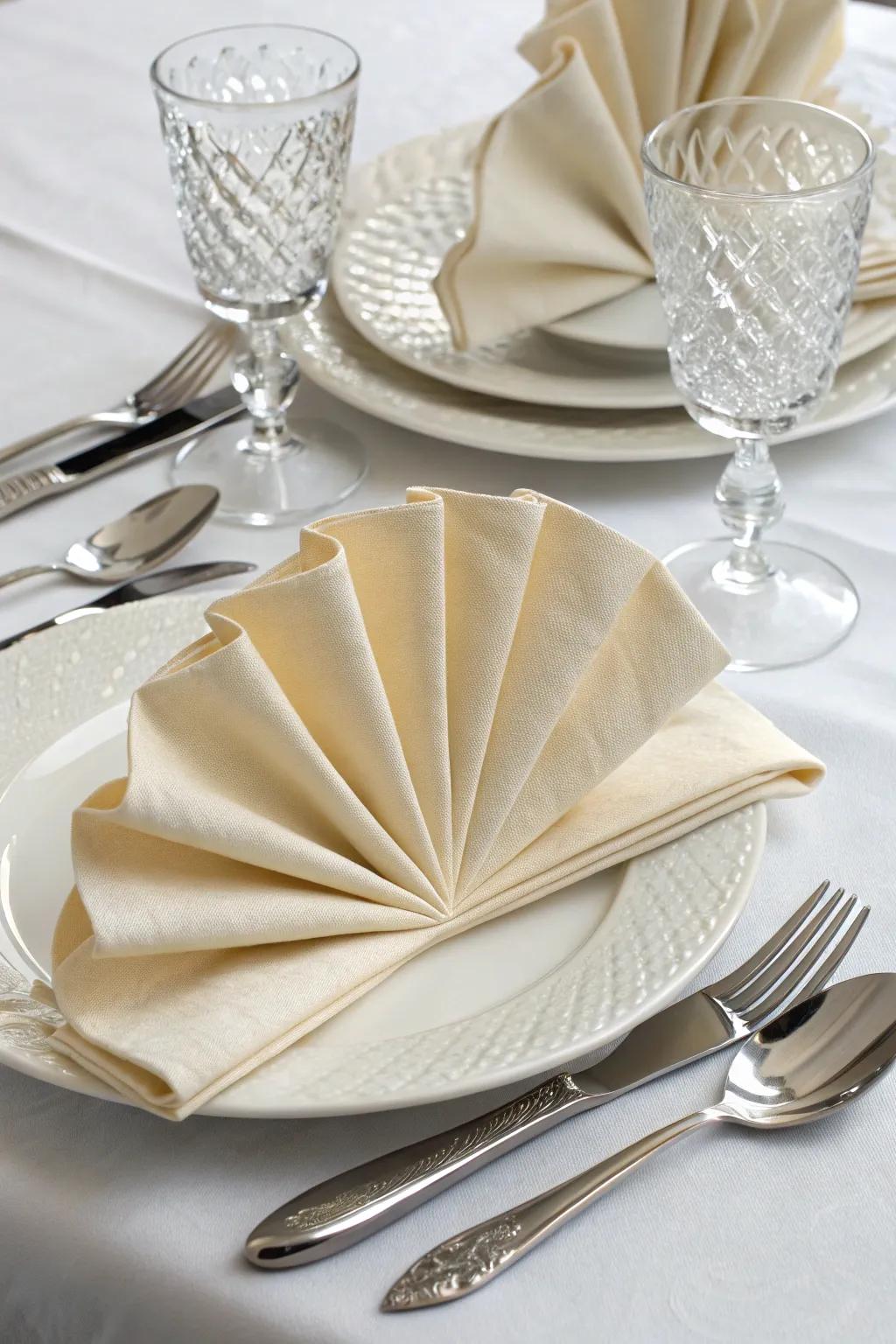 The classic fan fold, ideal for formal dinners.