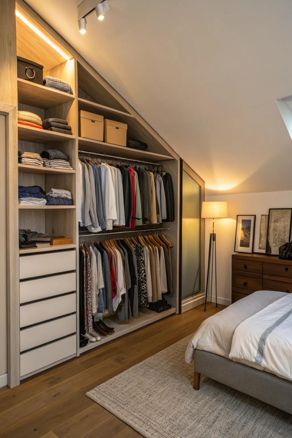 Open wardrobes bring a boutique ambiance to your bedroom.