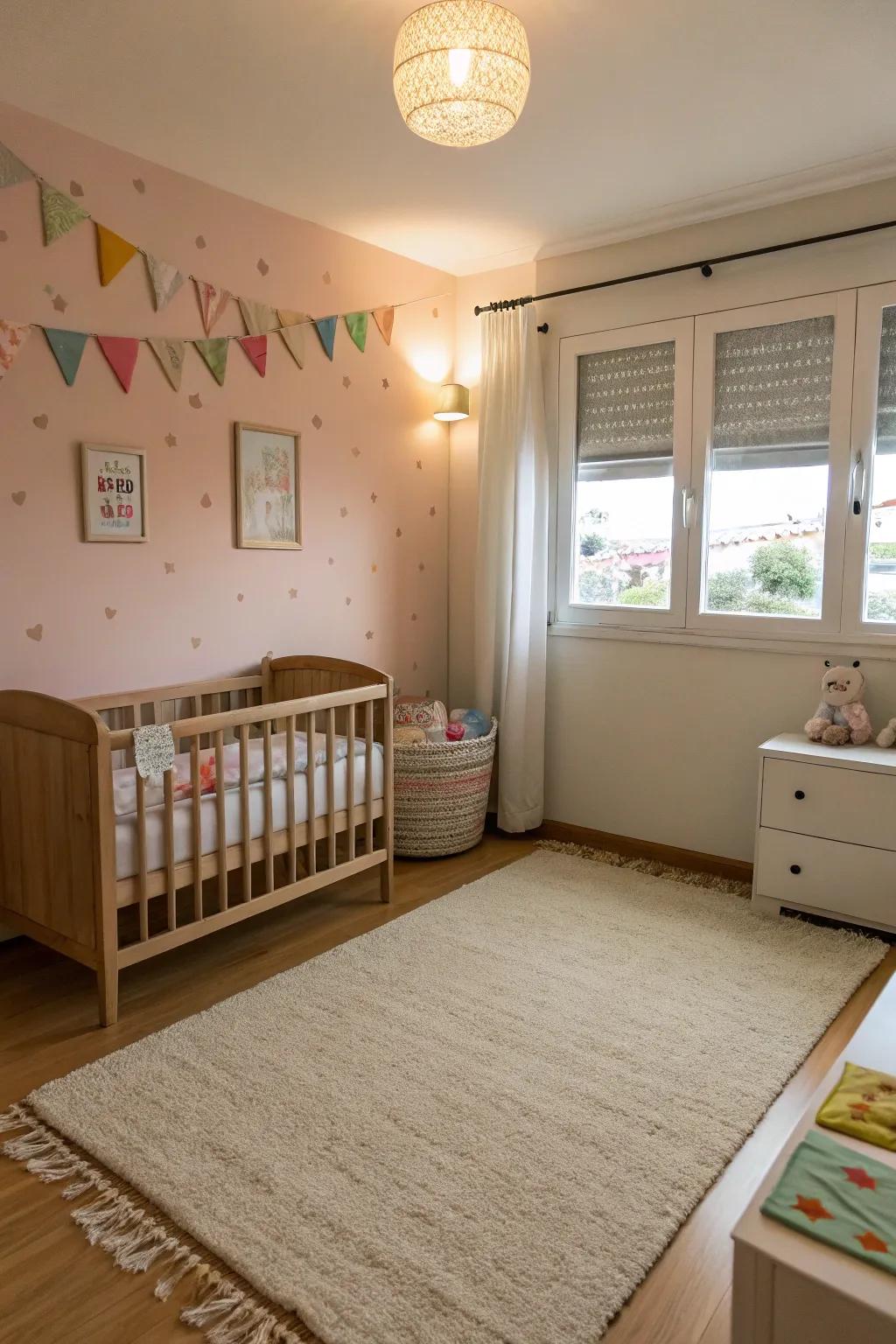 Neutral colors evoke a serene nursery vibe.