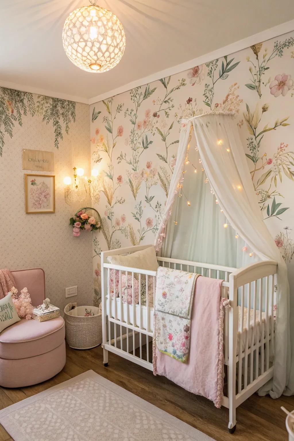 Delicate floral patterns bring timeless charm to any nursery.