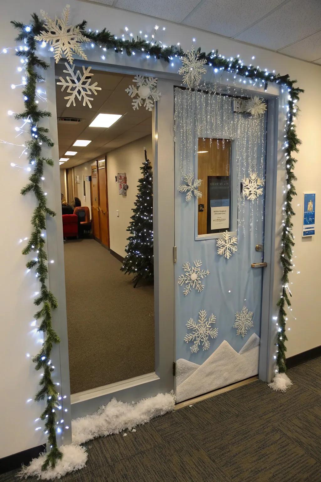 Infuse your office door with the enchantment of a Frosted Realm.