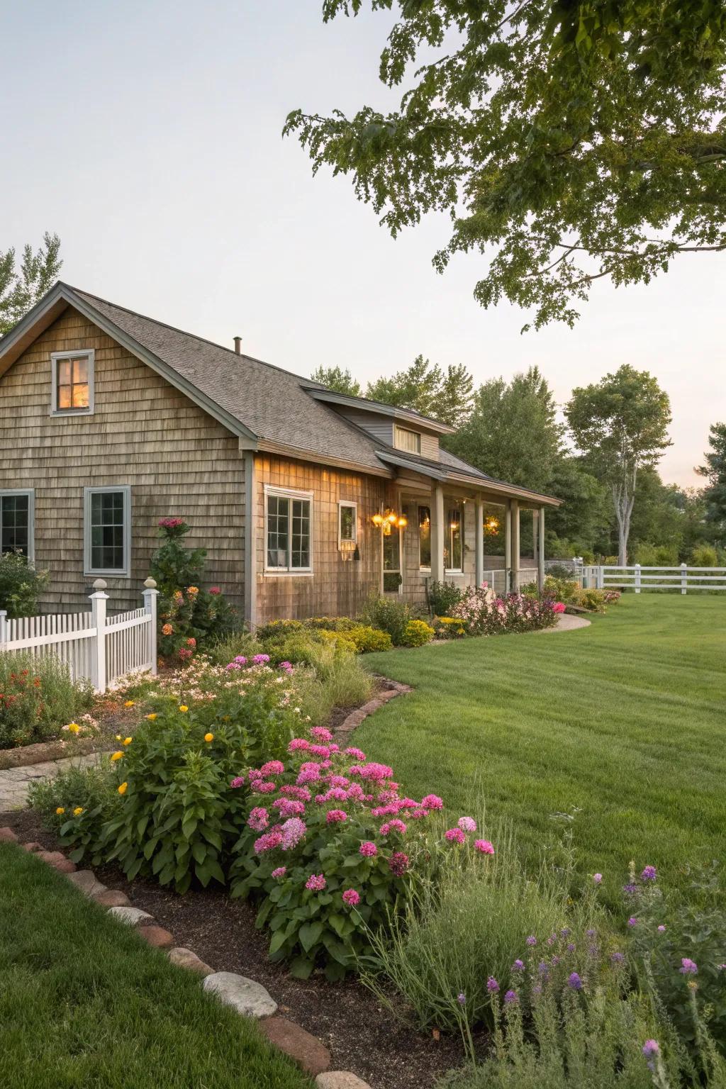 Natural timber cladding gives this ranch house an undeniably inviting atmosphere.