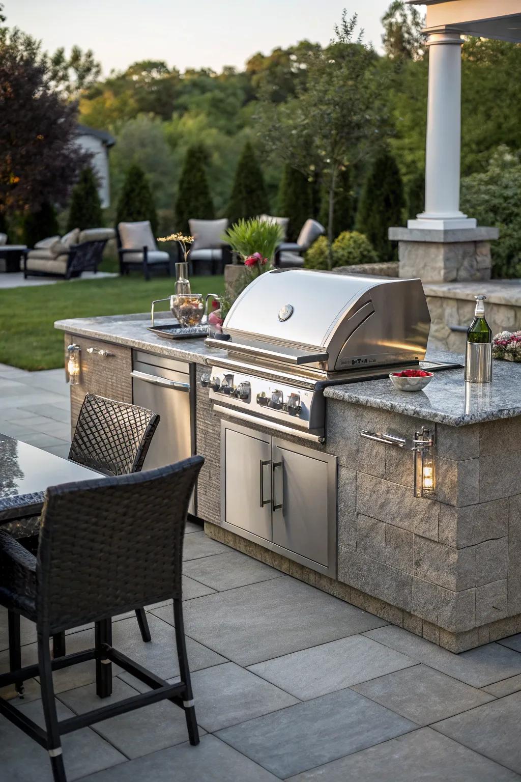 An integrated cooking zone as the focal point for your BBQ area.