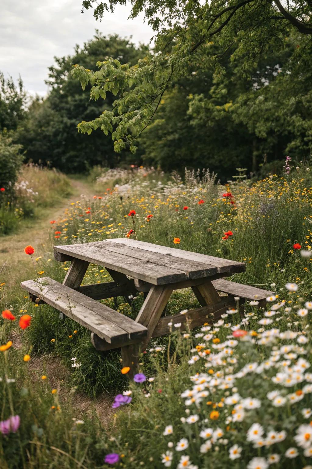 A classic wood arrangement brings warmth and character to any outdoor setting.