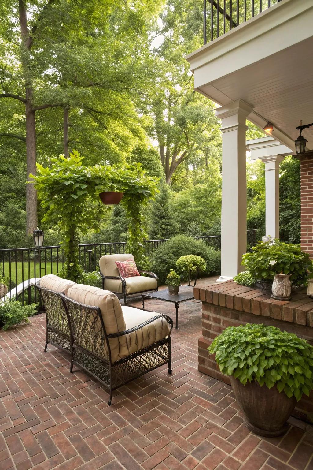 Embrace enduring beauty with a traditional brick patio.