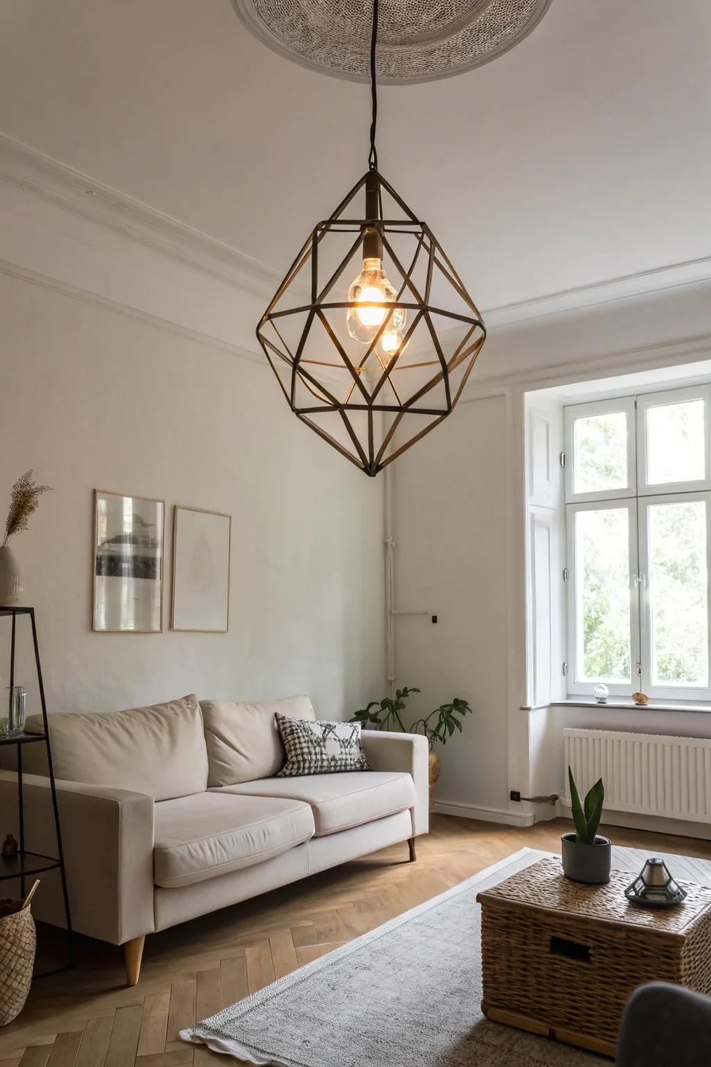 A minimalist pendant light adds a touch of elegance.