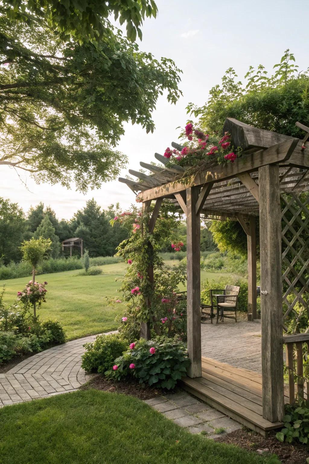 A timber shade adds a natural touch to your outdoor area.