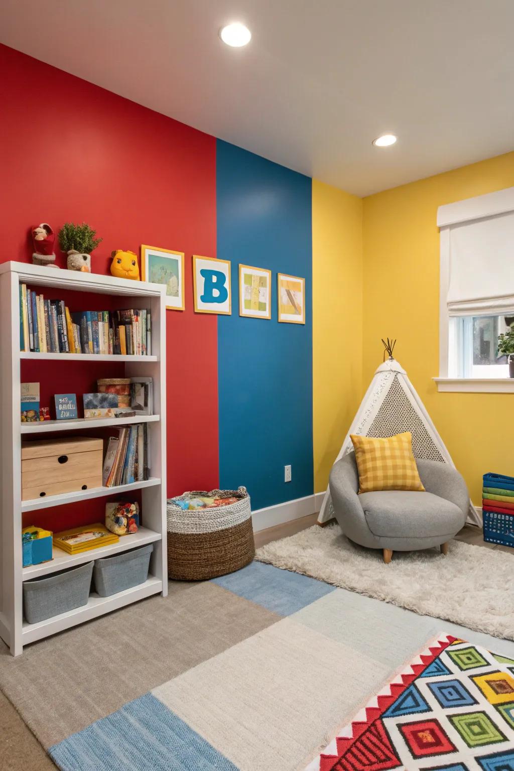 Color division can define fun zones and introduce visual interest.