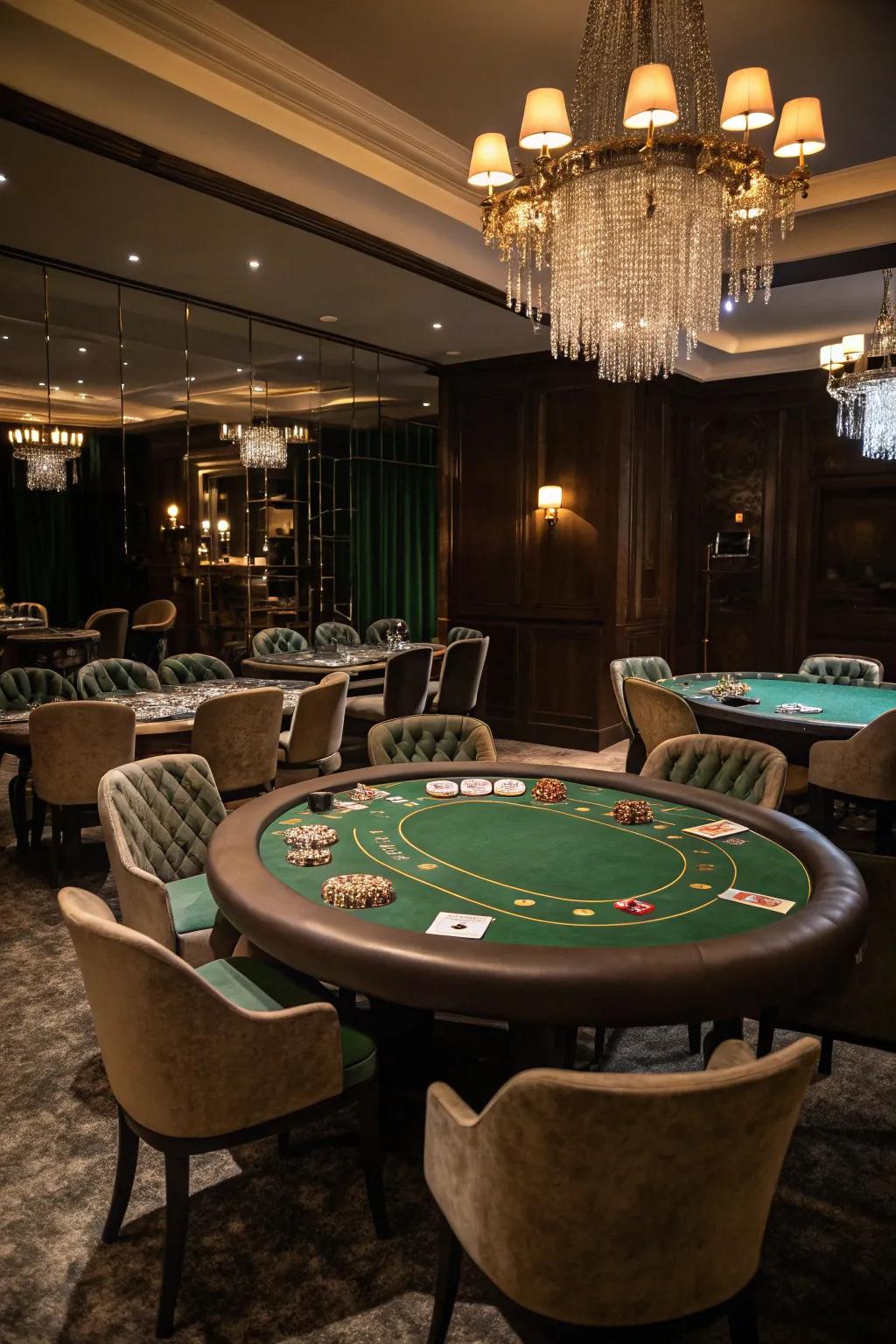 Transform your dining space into a captivating casino for the night.