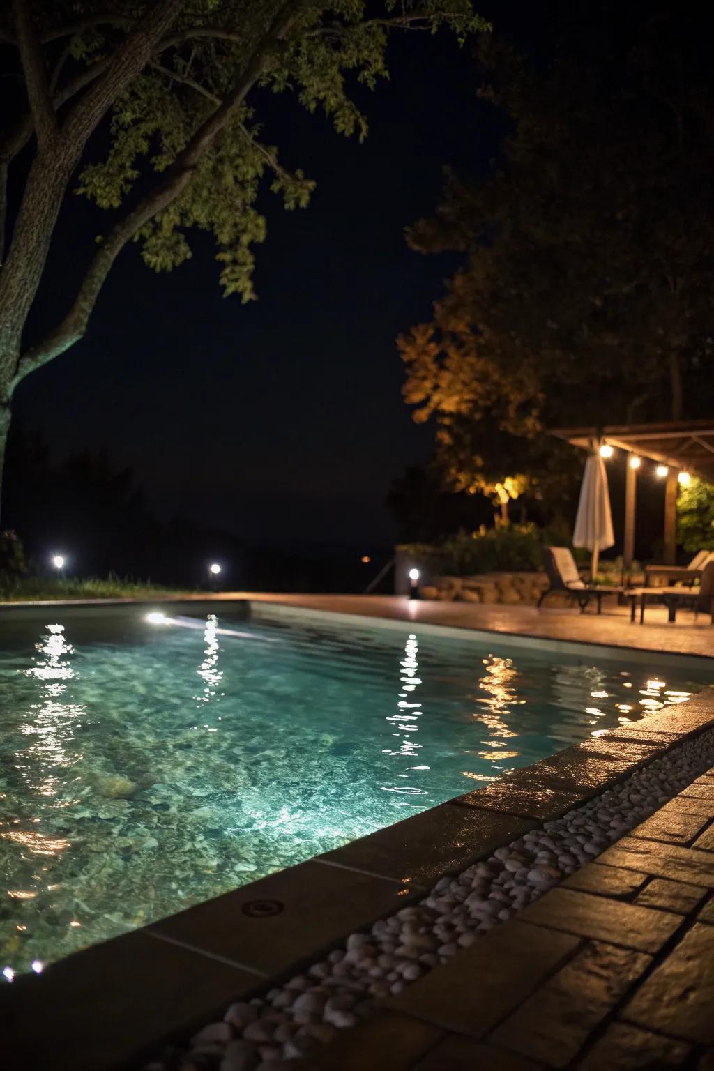 Underwater lighting adds a mystical glow to your pool.
