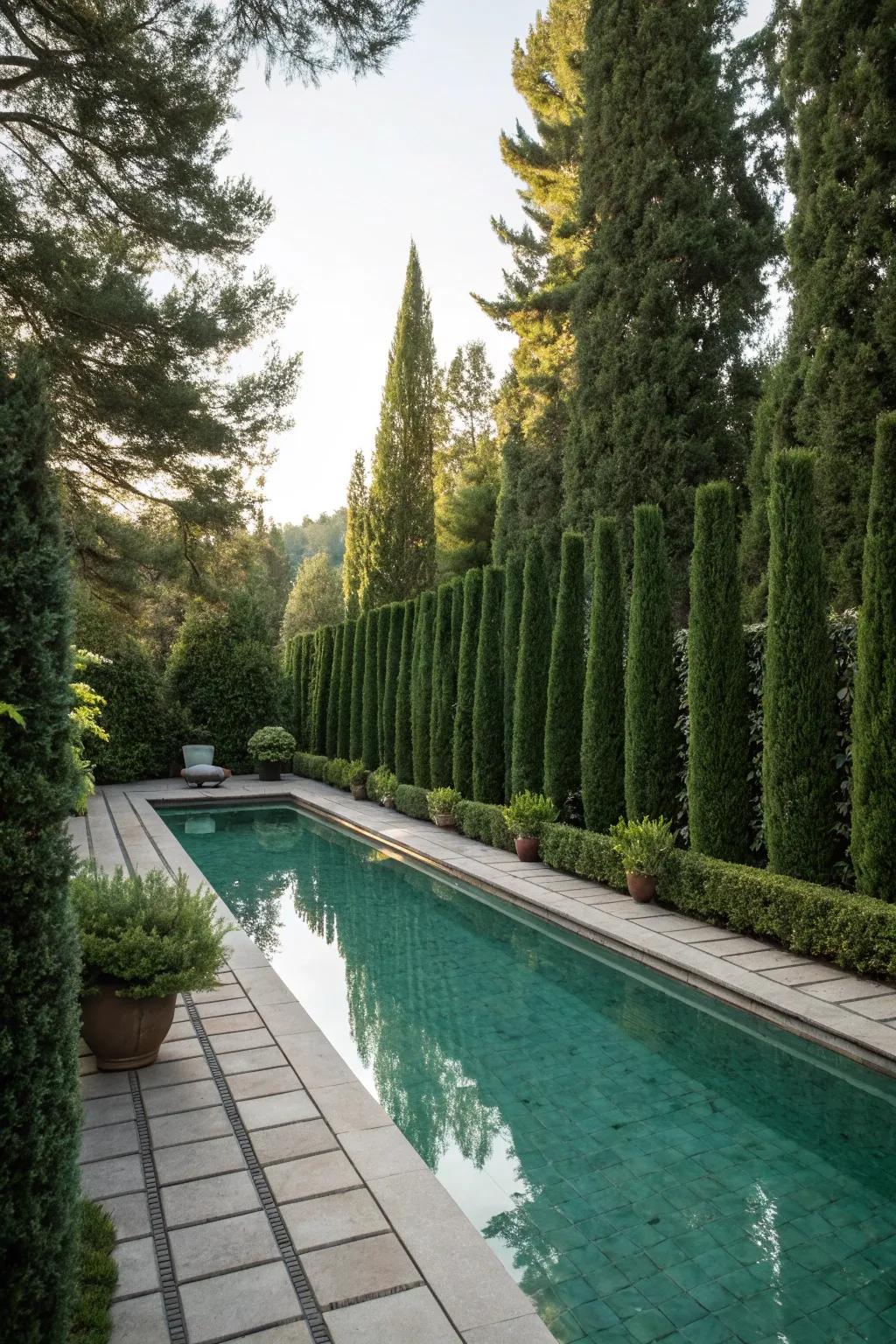 Perennial privacy walls enrich your pool area with elegance and intimacy.