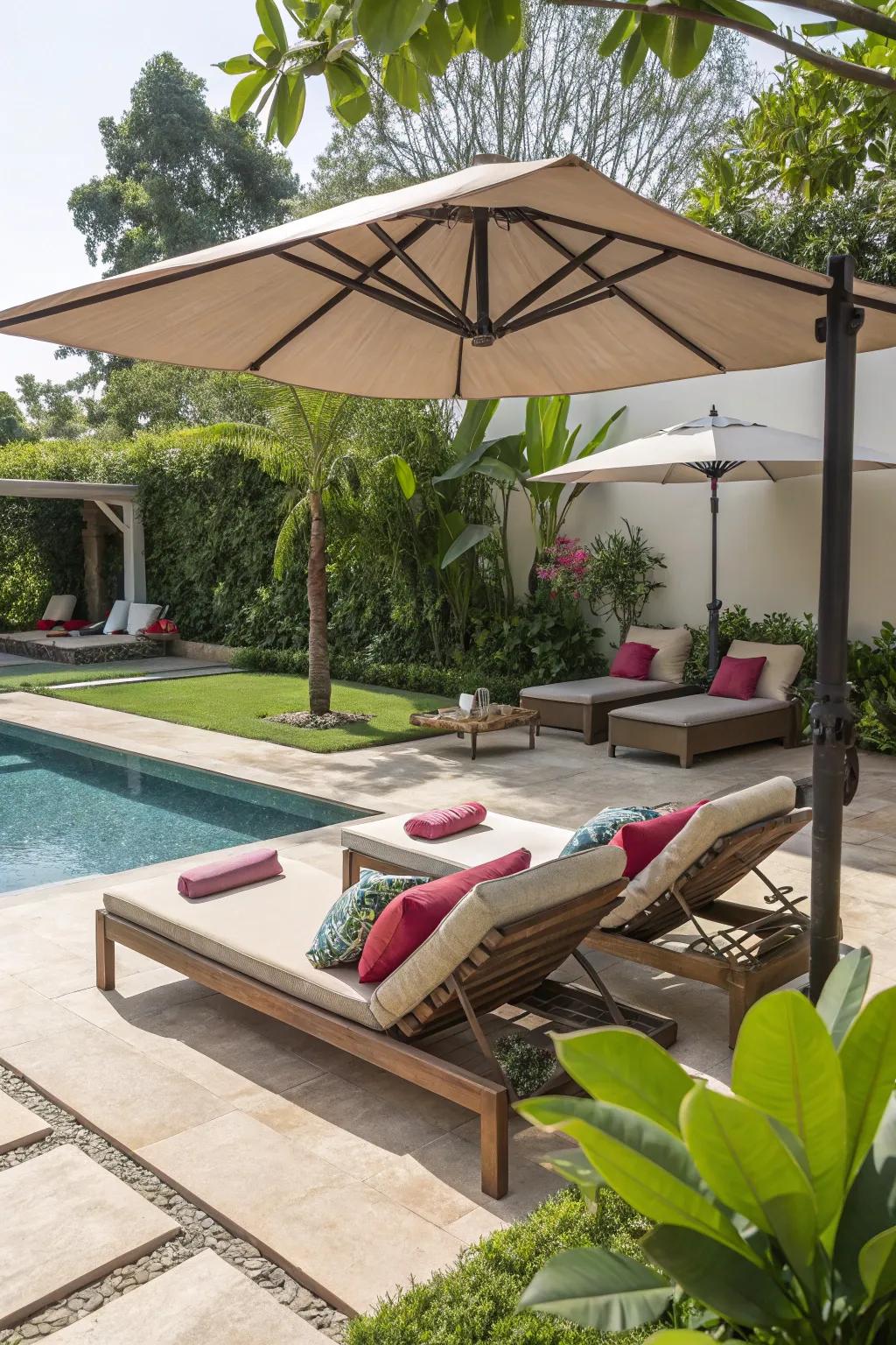 With plush seats, create a comfortable poolside lounge area.