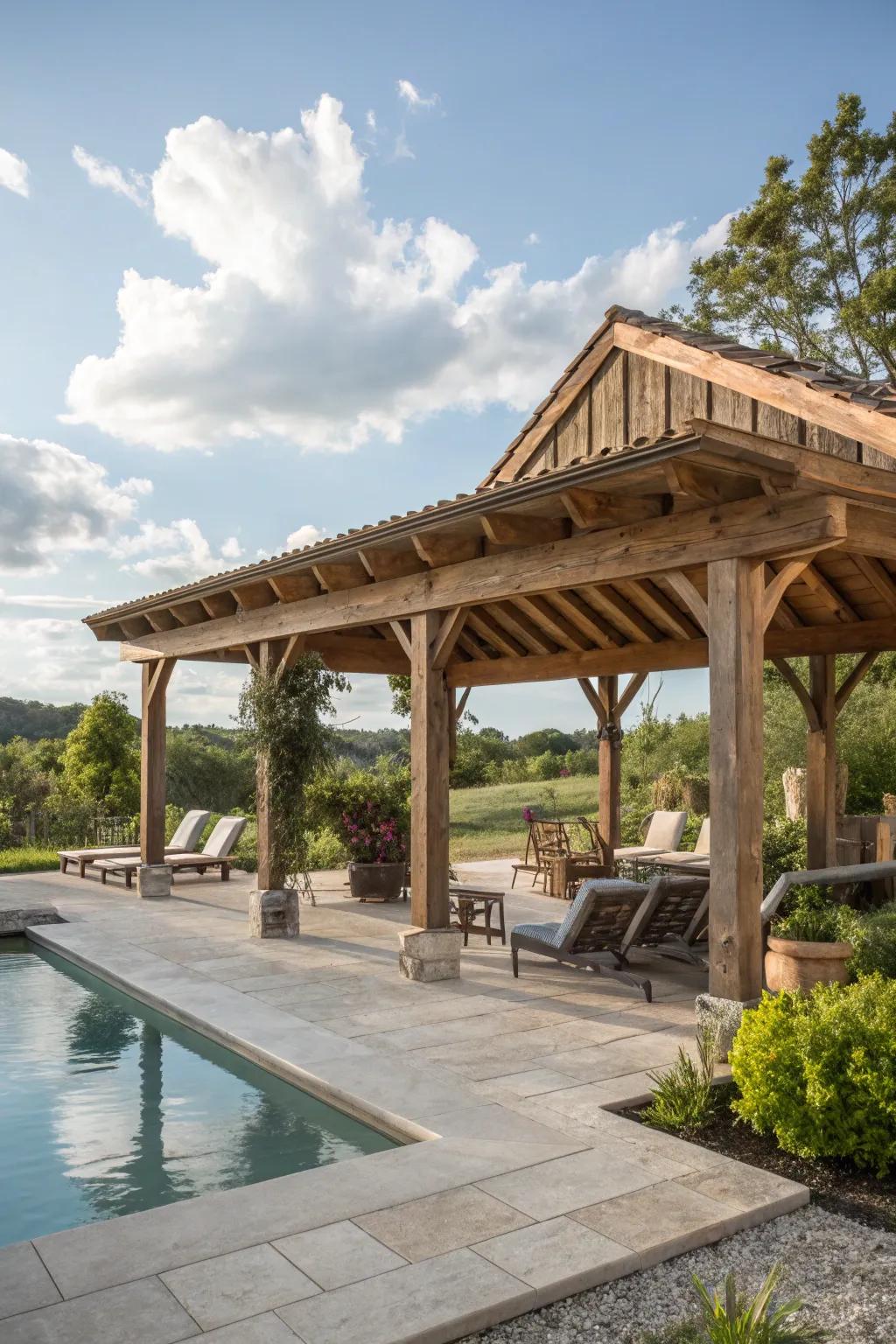 Open-air pavilions offer a rustic charm and natural integration with your backyard.