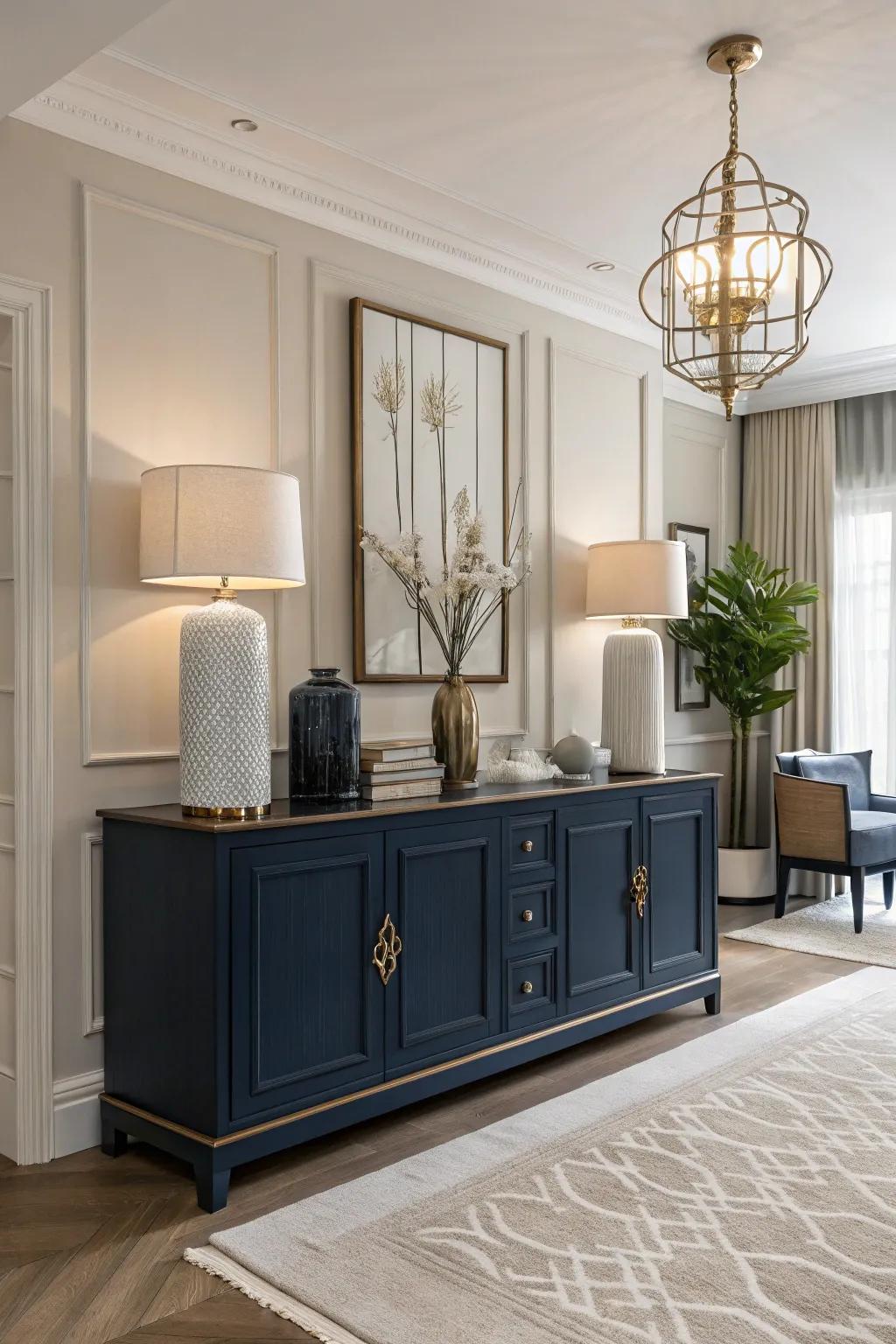 A naval credenza enriches any space with timeless refinement and depth.
