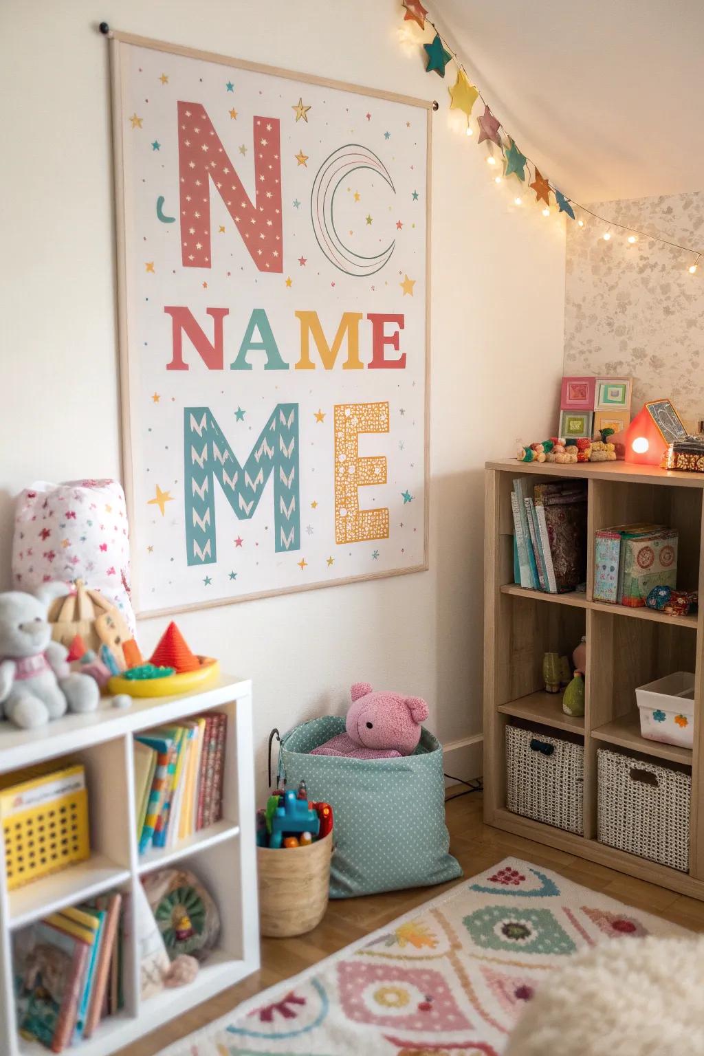 A personalized name poster gives any child's room a loving, individual touch.