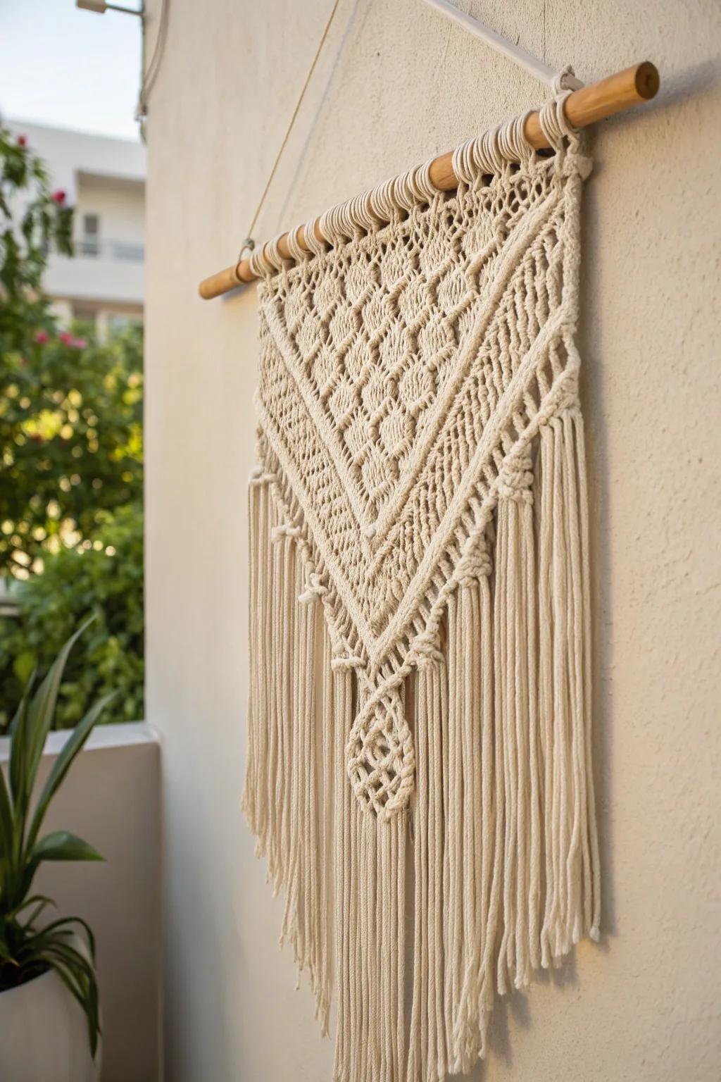 Enhance your space with the enduring elegance of handmade macram&eacute; artistry.