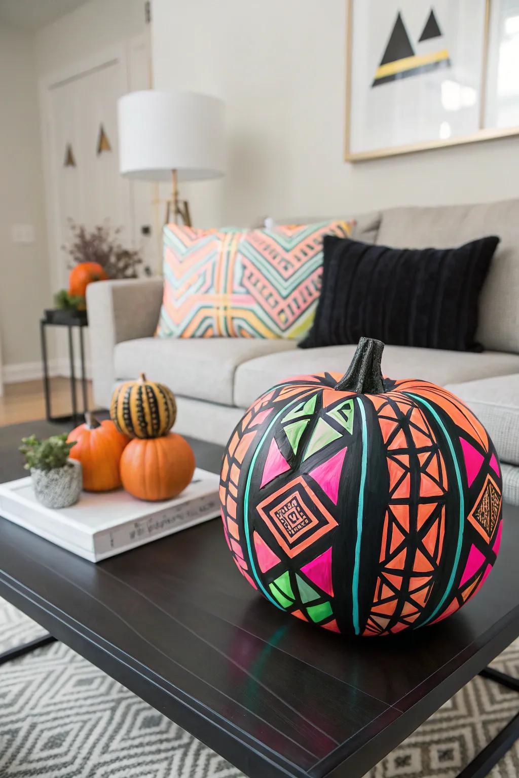 Infuse your d&eacute;cor with a contemporary vibe through audacious geometric pumpkin creations.
