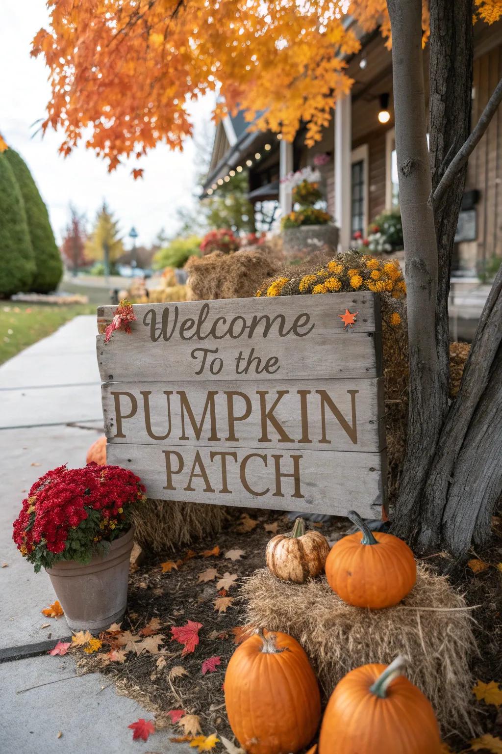 A hearty welcome establishes the ambiance for your pumpkin patch gathering.