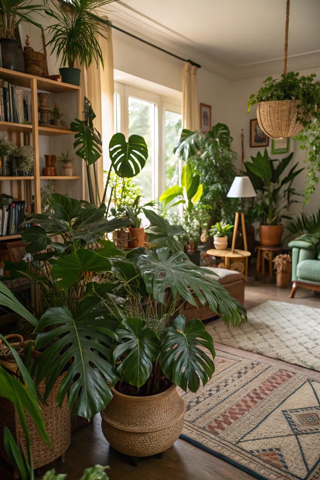 Craft a jungle vibe with a diverse selection of verdant plants.