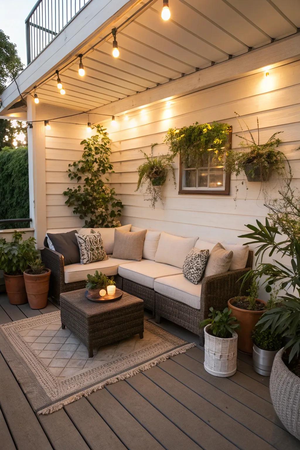A charming corner nook designed for close gatherings.