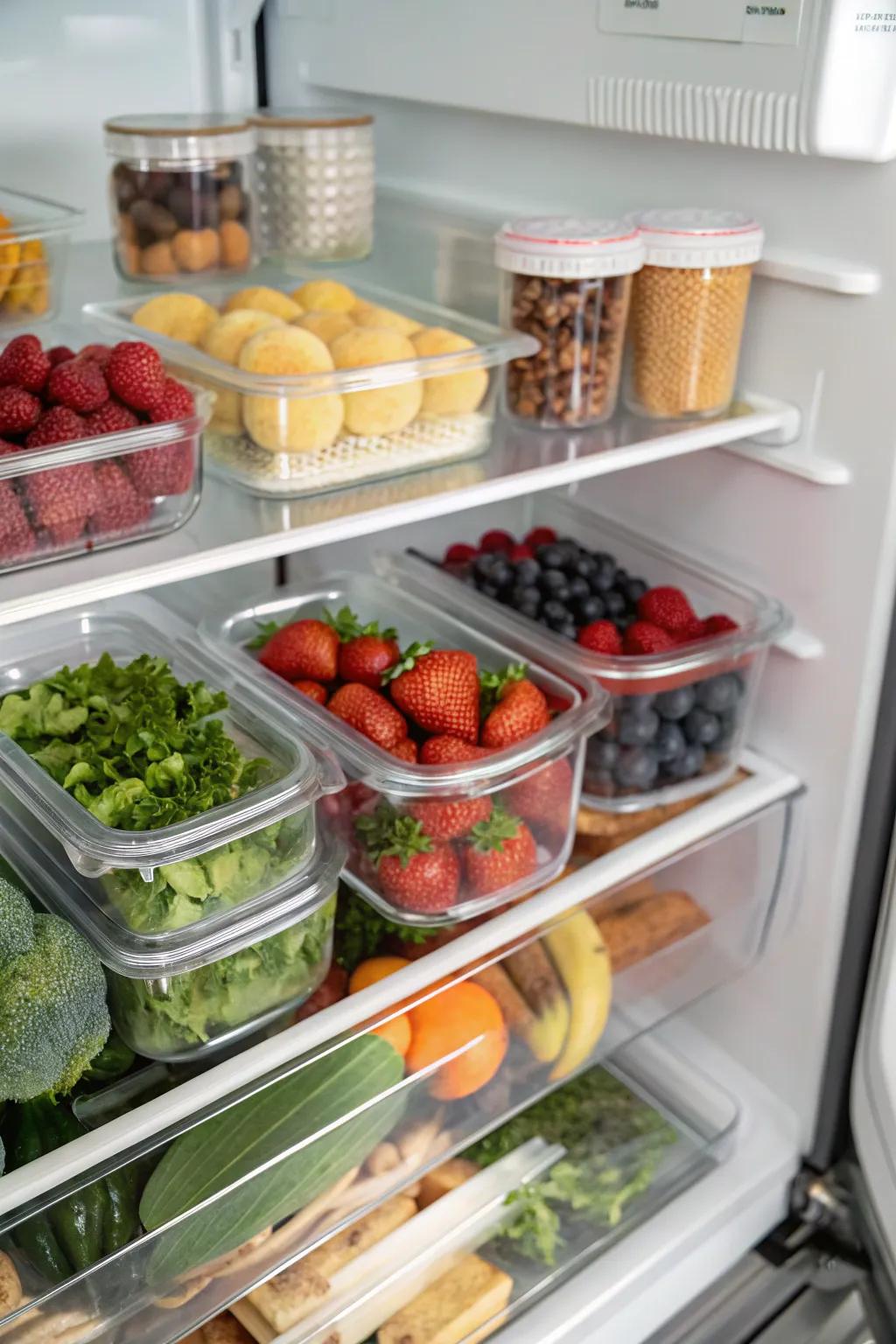See-through containers simplify seeing what's inside and keep your fridge coordinated.