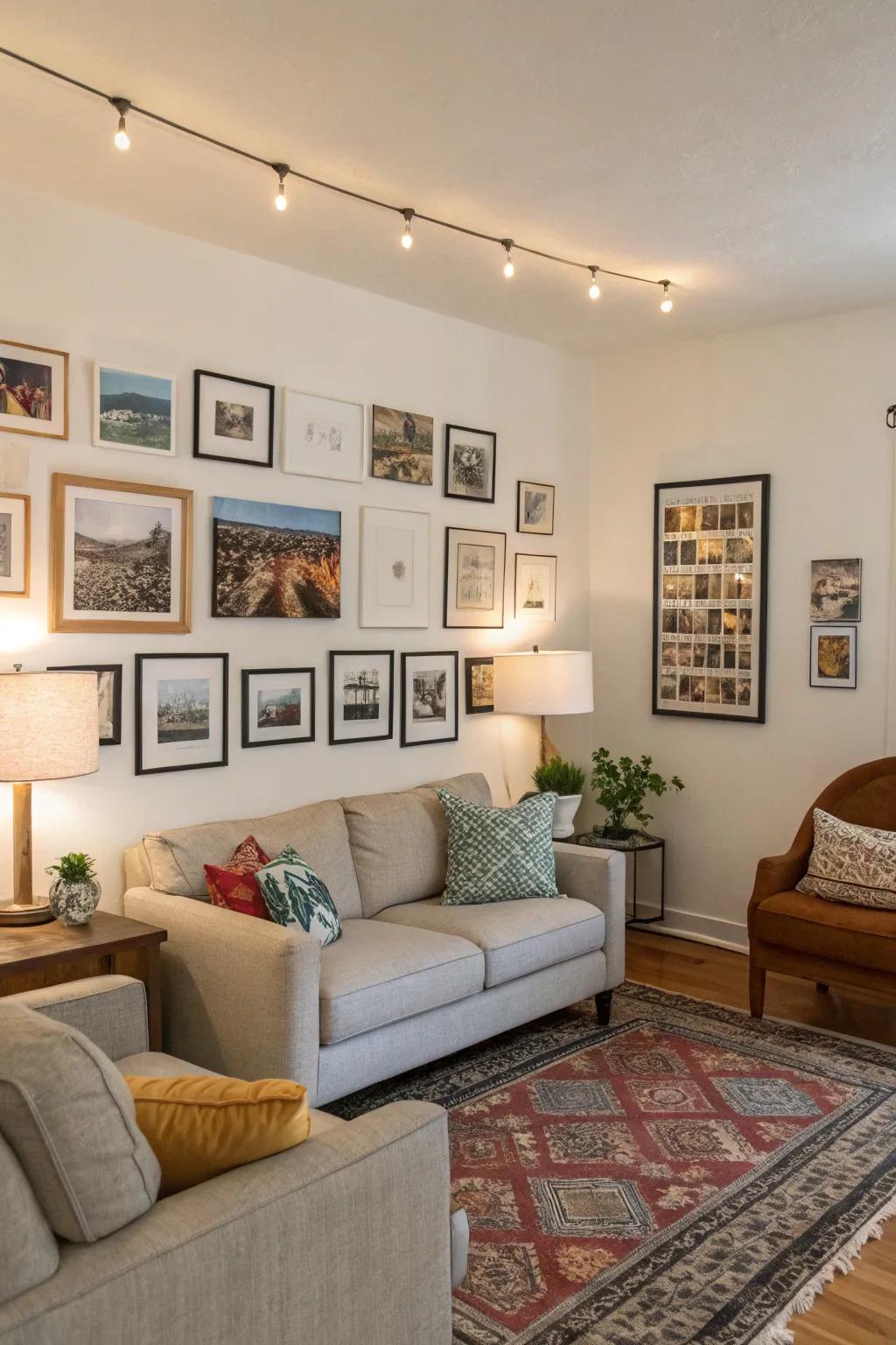 Gallery walls bring personality without lasting harm.