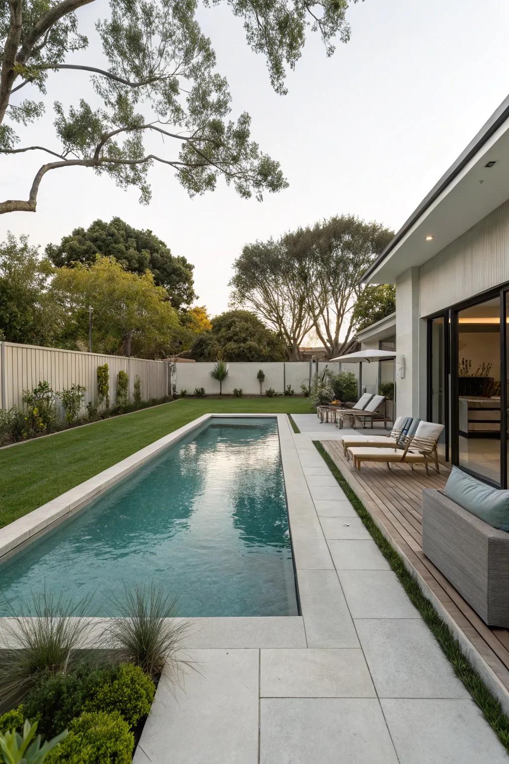 Geometric pool aesthetics infuse elegance into any outdoor setting.