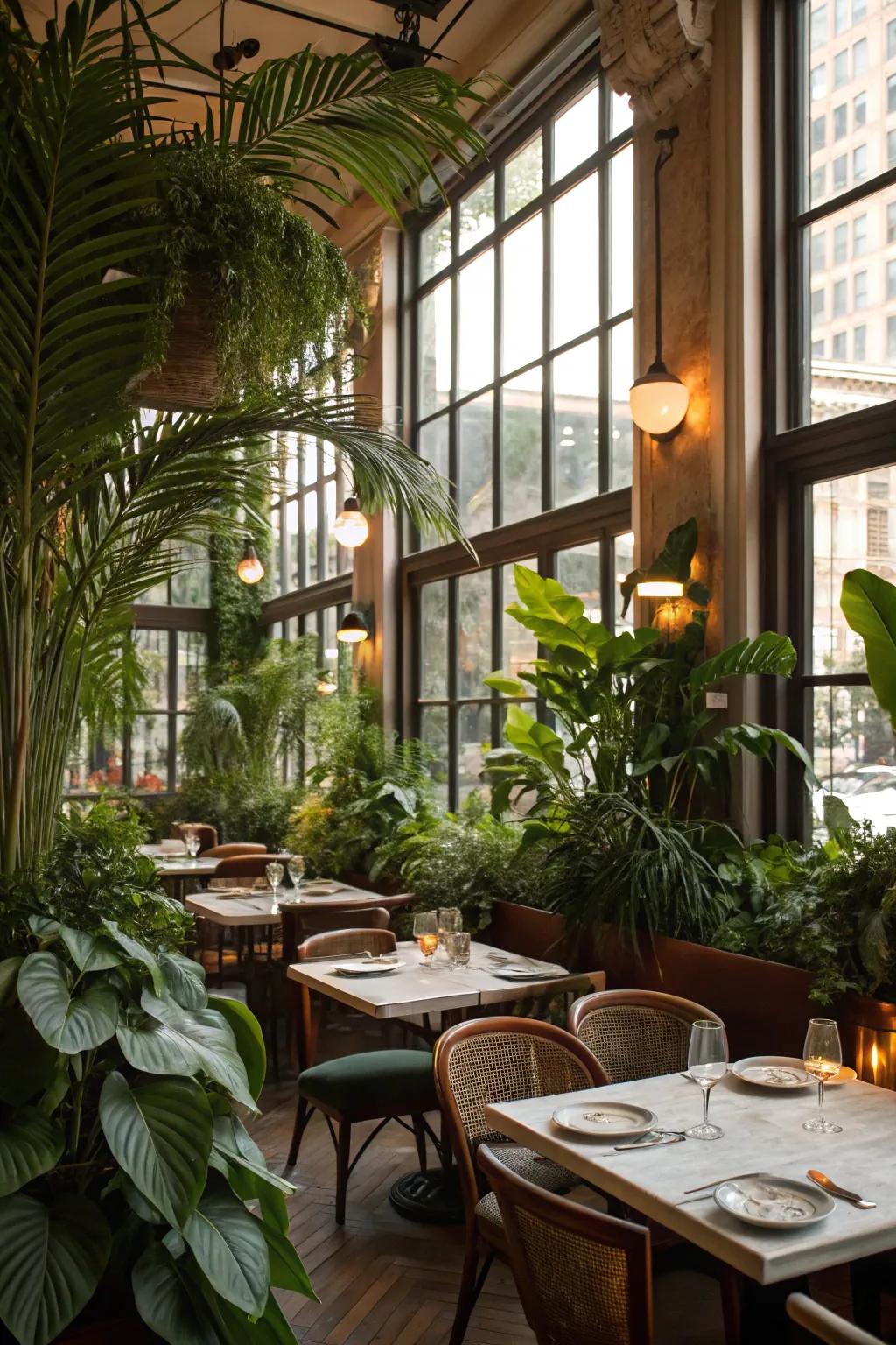 Bringing nature indoors can transform a restaurant into a peaceful retreat.