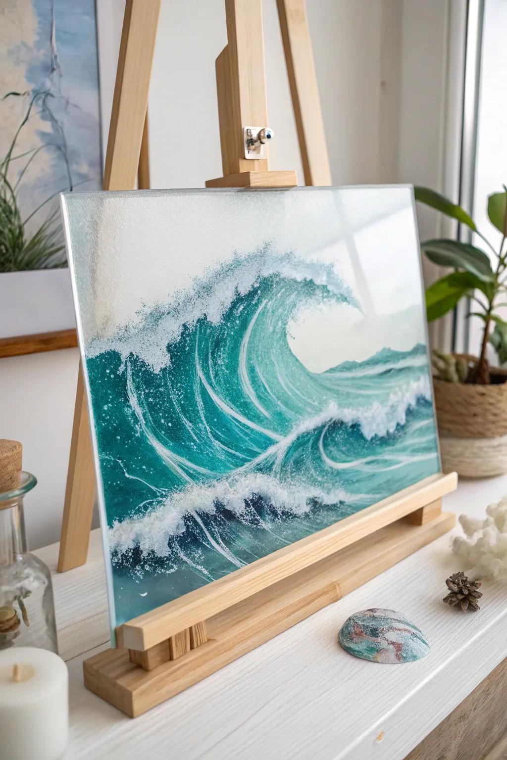 Bring the serenity of the ocean indoors with stunning wave art on glass, where simplicity meets the splendor of nature.