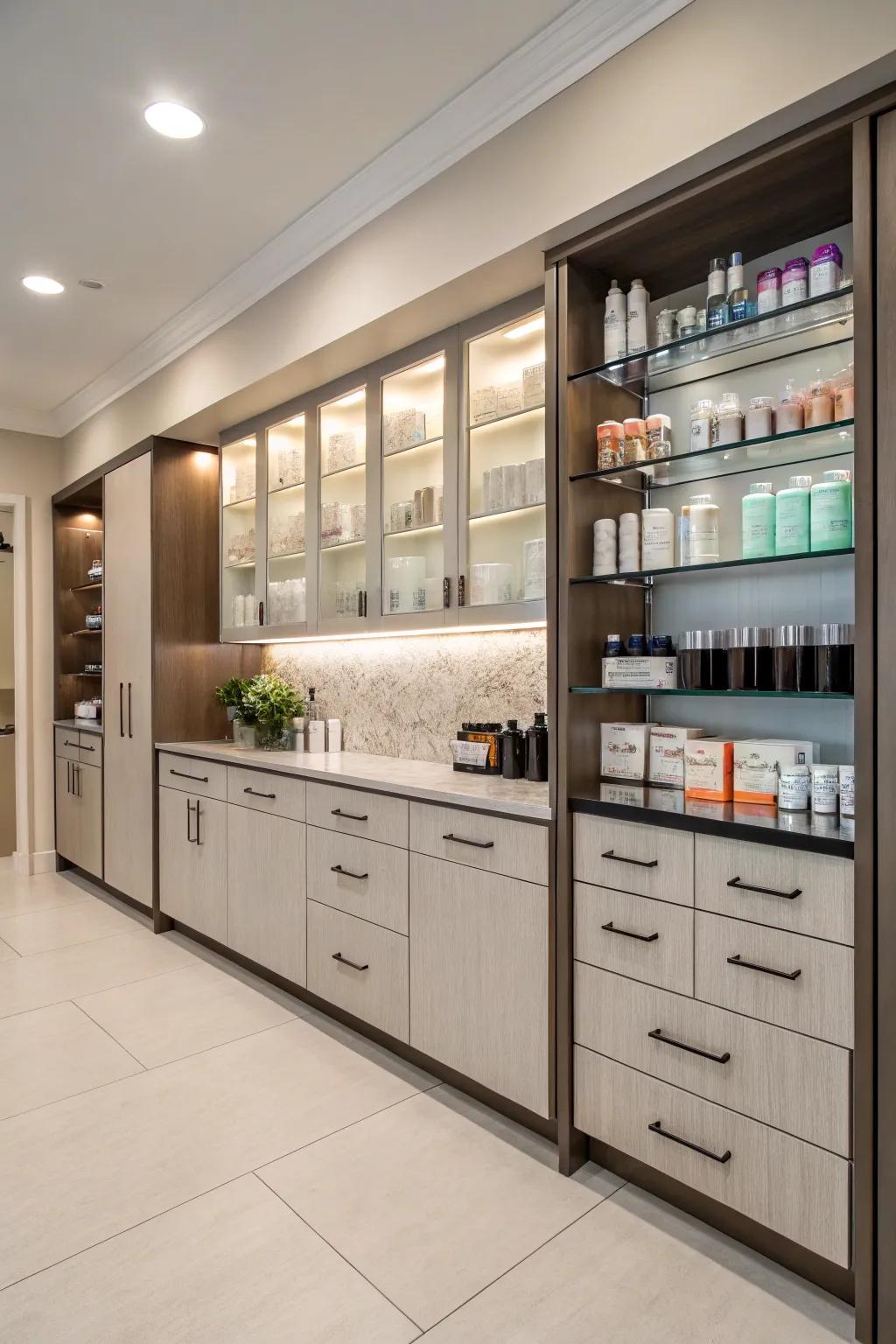Streamlined storage techniques ensure your salon's break area remains organized and productive.
