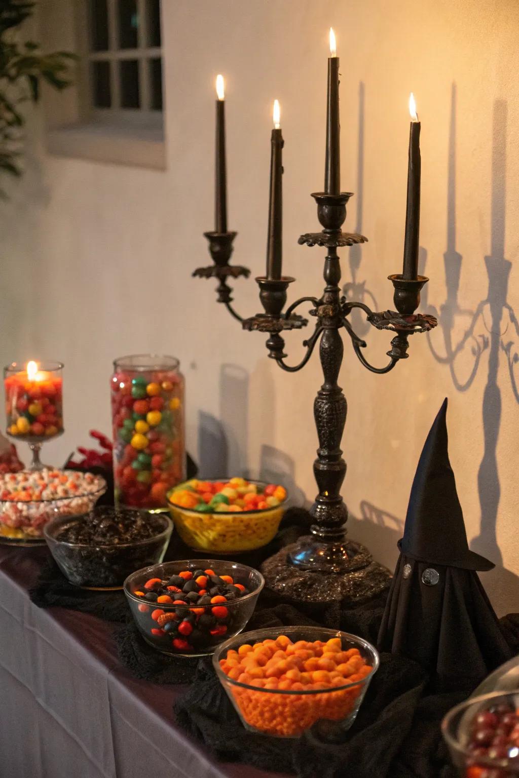 The ultimate Gothic feel with candle holders and soft, shimmering lights.