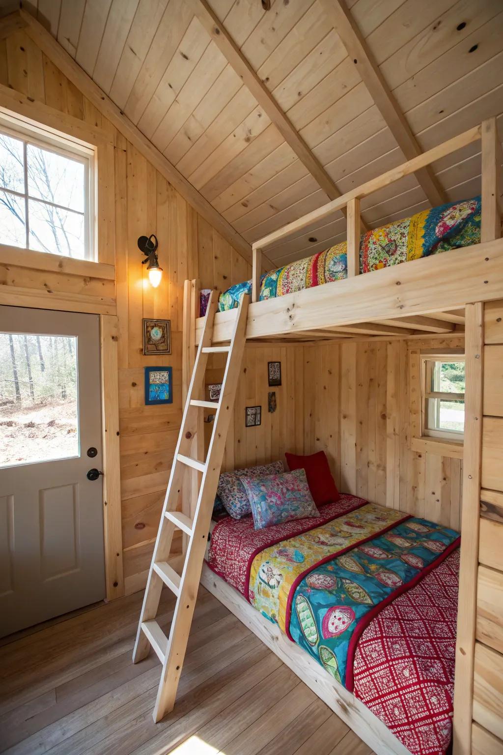 Loft beds free up valuable floor space in a small area.