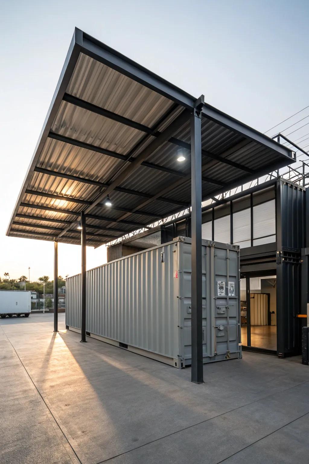 A stylish extended roof adds both function and flair.