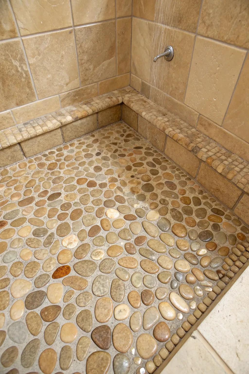 Pebble floors enrich your shower with a tranquil, spa-inspired vibe.