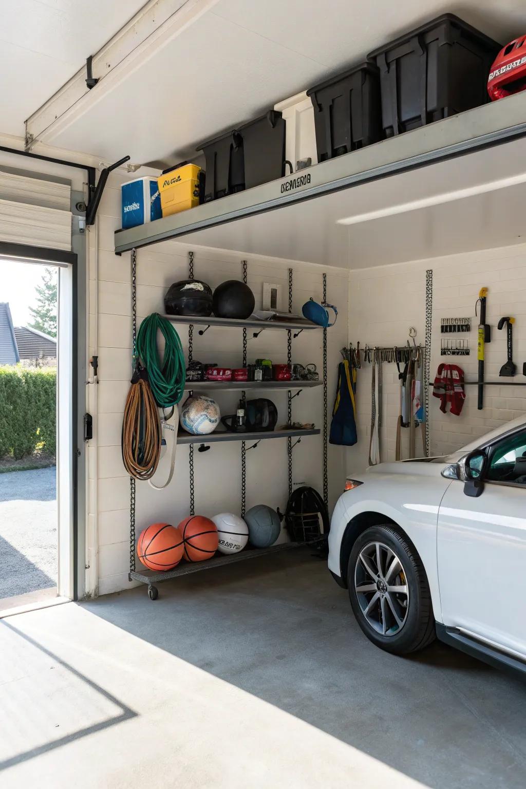 Smartly arranged wall storage lets you reclaim your garage’s floor.