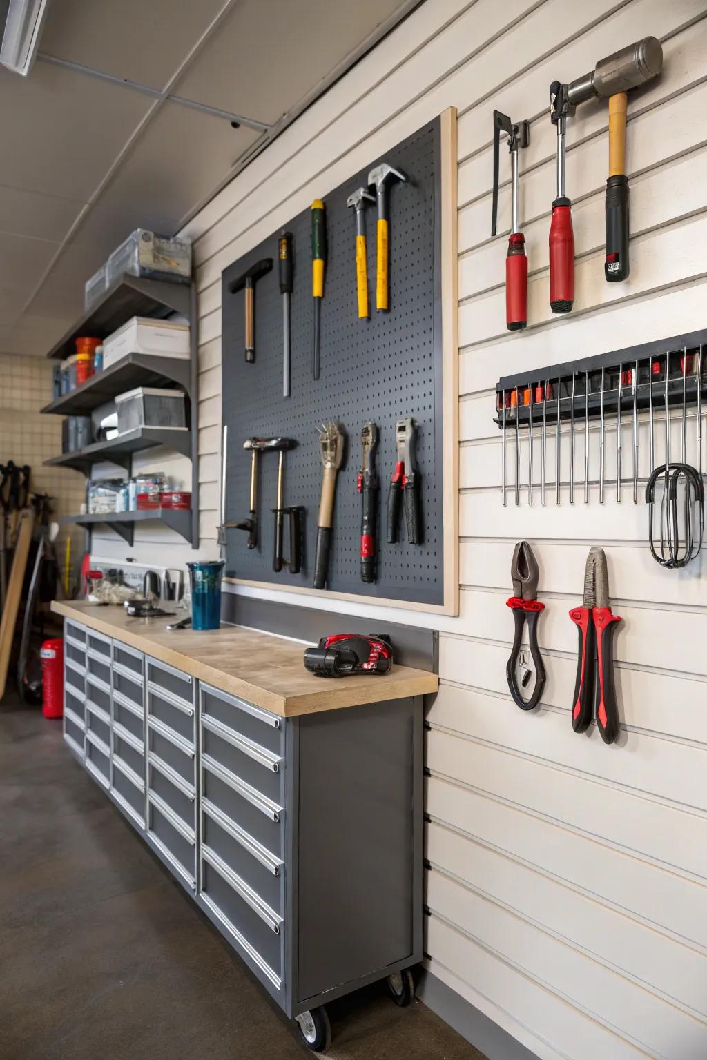 A panel-track transforms a chaotic tool area into an organized display.