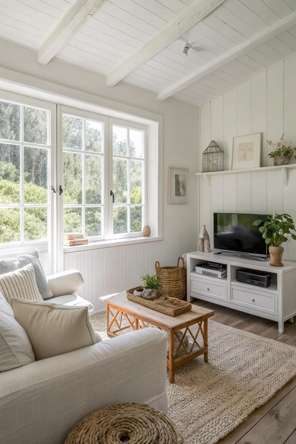 Gentle colors help to create a larger space.
