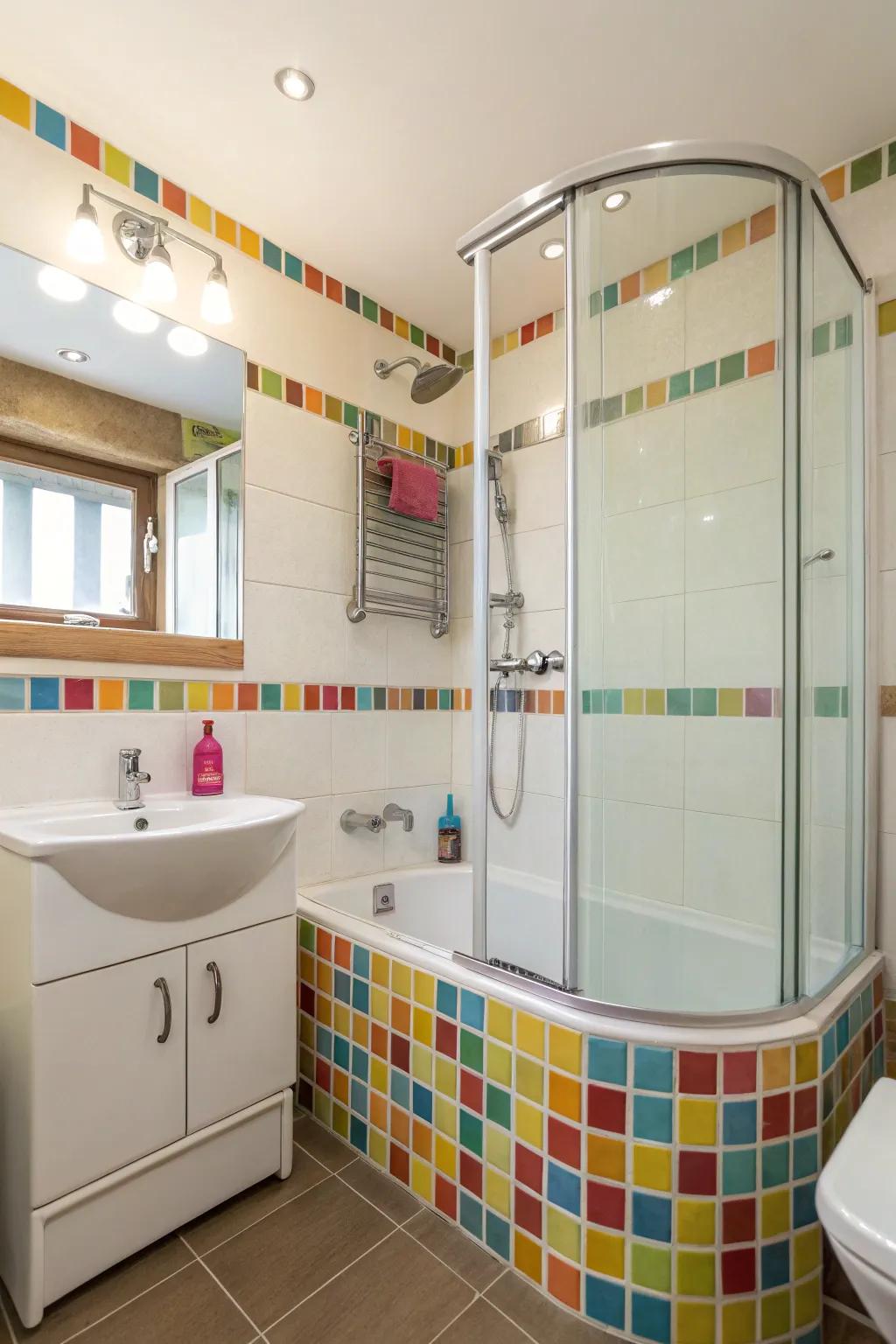A corner tub transforms a compact bathroom into a space of efficient elegance.