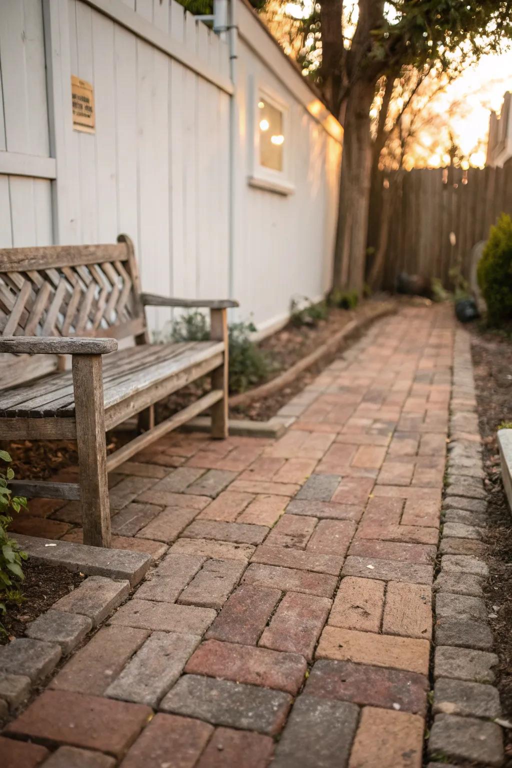 Reclaimed bricks impart a rustic allure to compact patios.