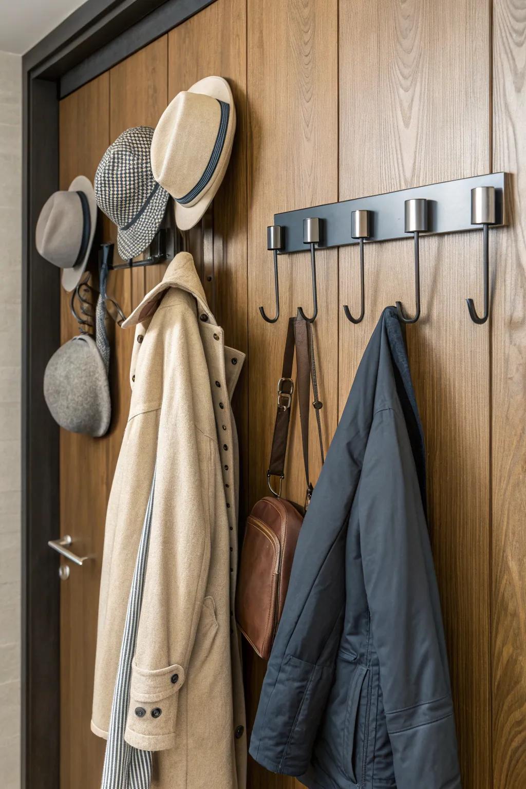 Wall hooks creating a tidy and usable entrance.