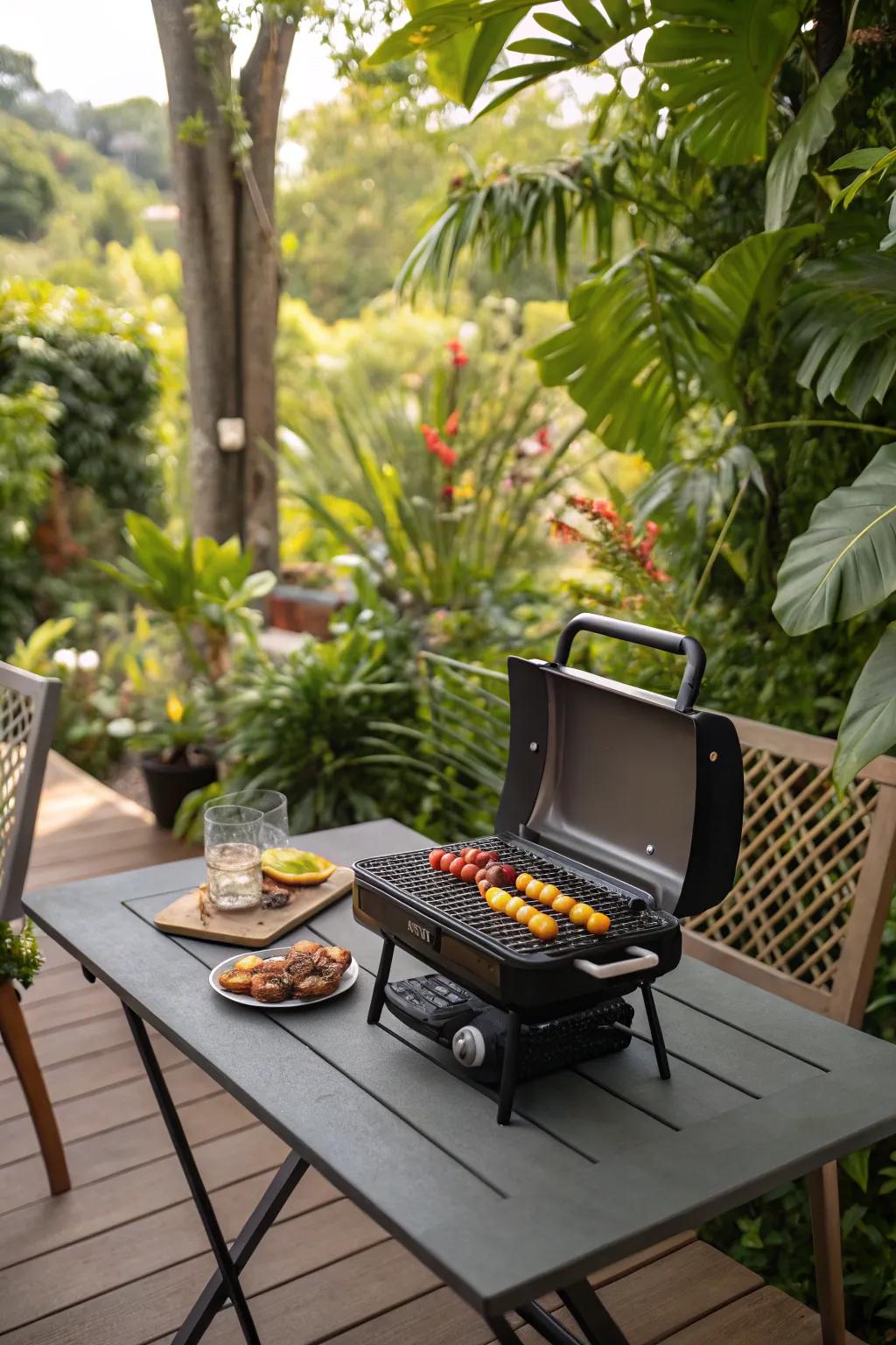 Space-saving grills are ideal for compact patio spaces.