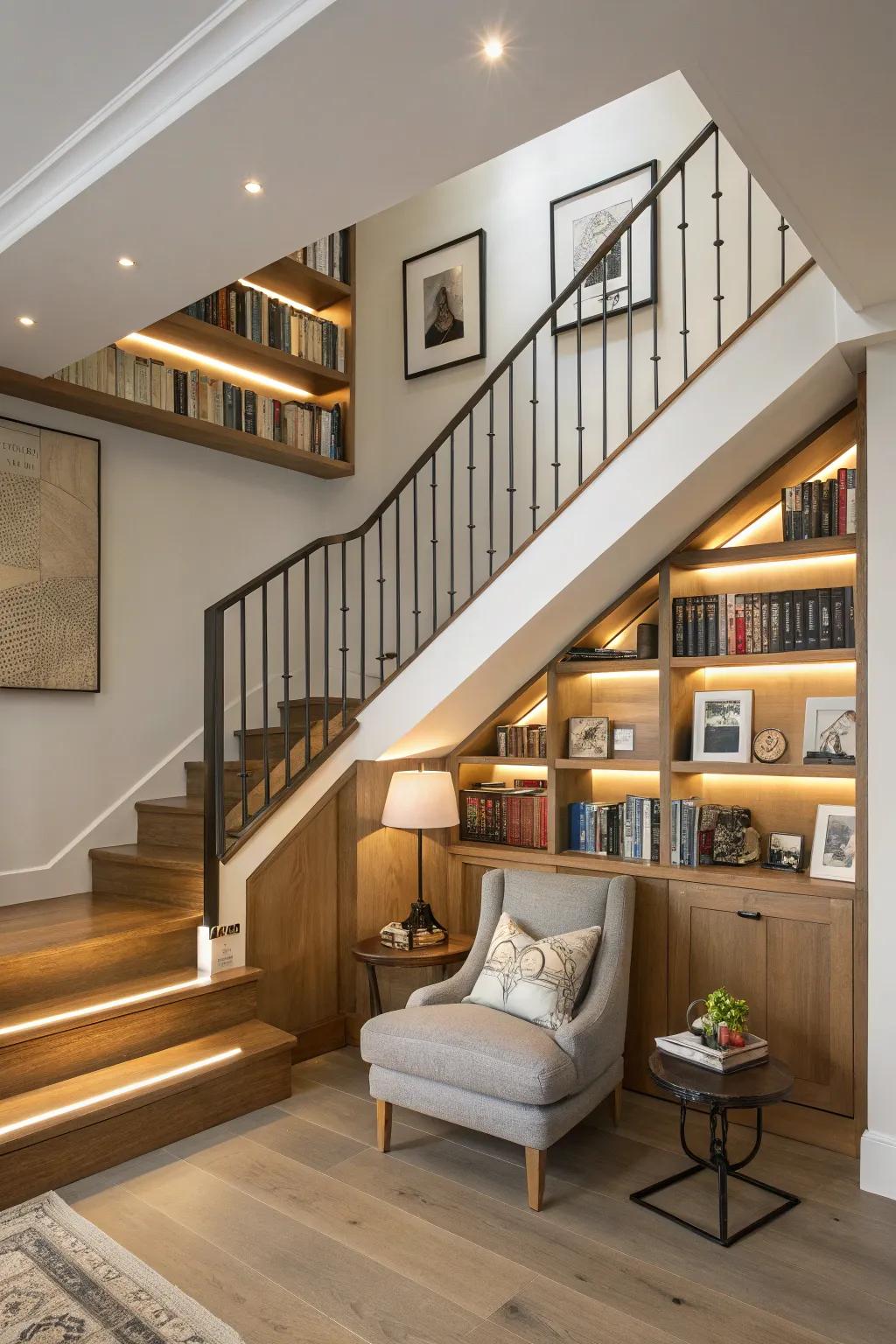 Use every bit of space with these ideas for storage under the stairs.