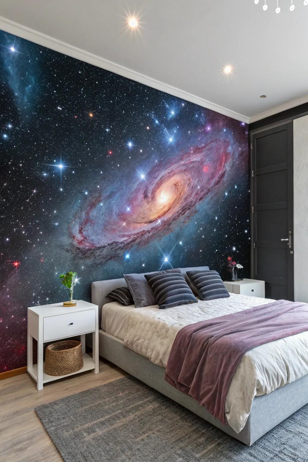 Allow a galaxy wall scene to elevate your room to the stars.