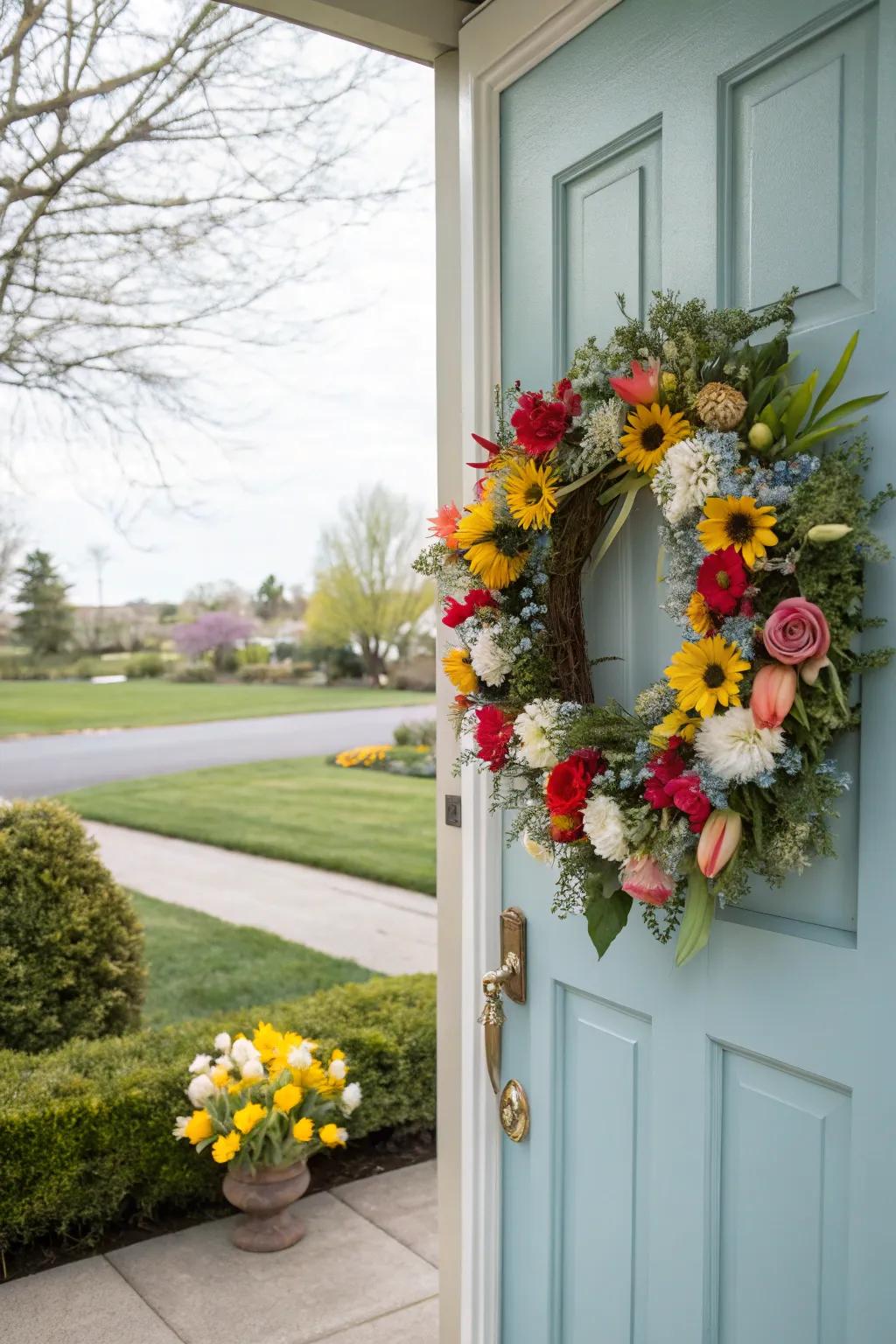 A blossom ring is an ideal method to greet spring visitors.